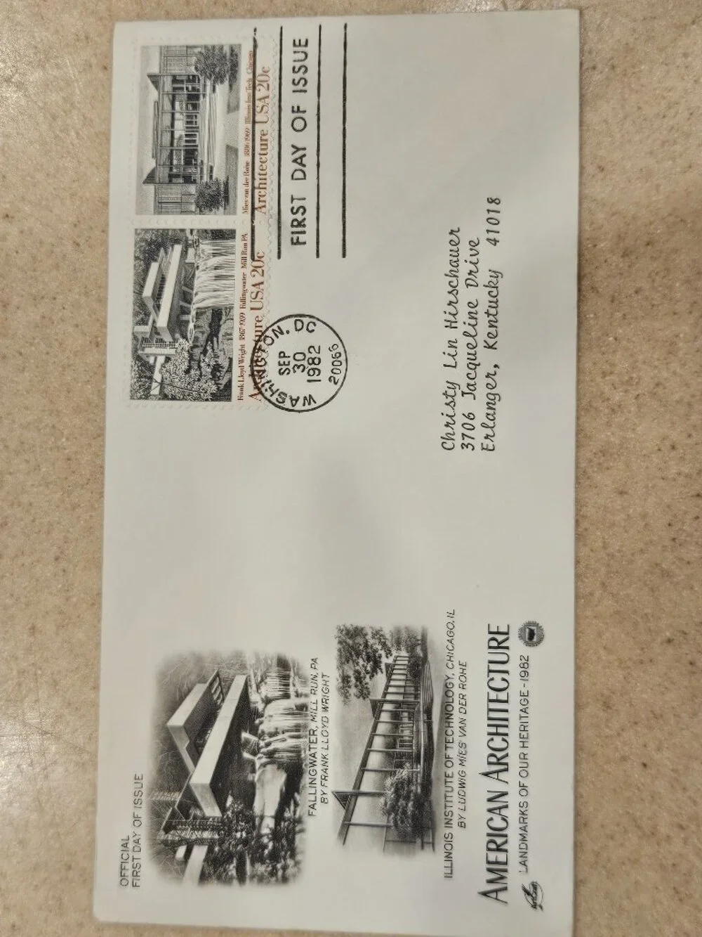 RARE USPS 1ST DAY ISSUE COVER AMERICAN ARCHITECTURE FALLING WATER STAMP ENVELOPE